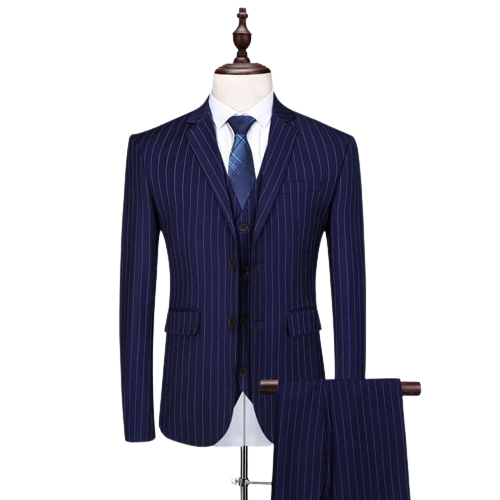 Costume Bleu Marine à Rayure
