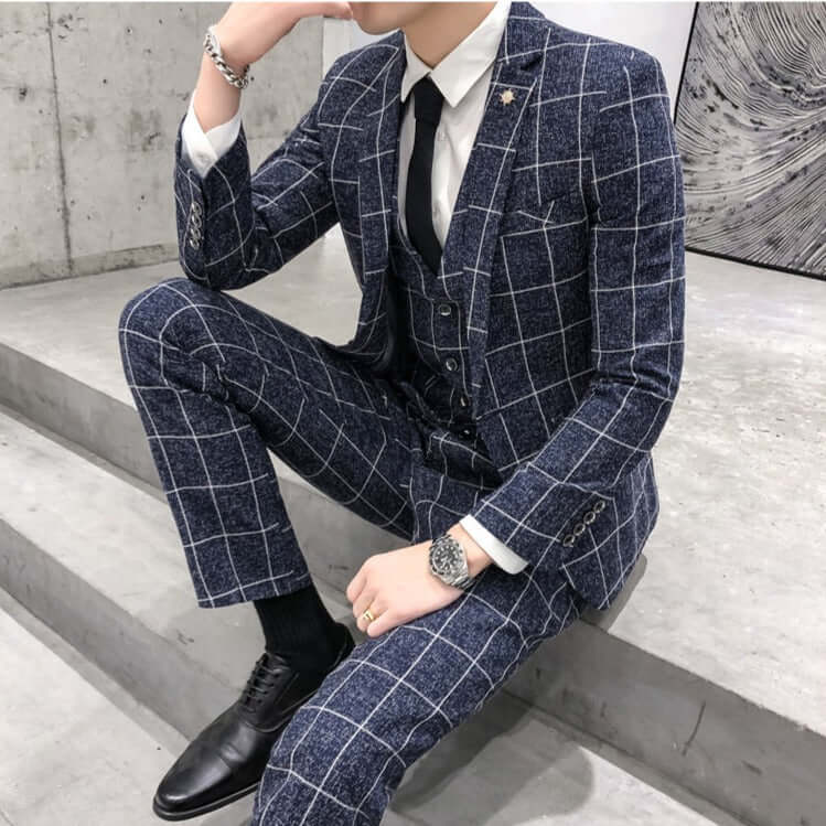 peaky blinders costume bleu rayure blanche pensant
